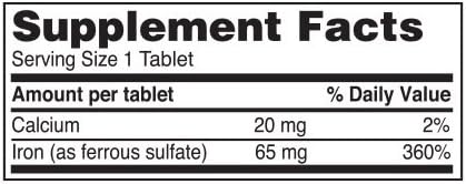 Iron Supplement Ferrous Sulfate 325mg by Reliable 1 | Iron Pills for Women and Men | Iron Supplements for Anemia and Iron Deficiency | 100 Iron Tablets per Bottle