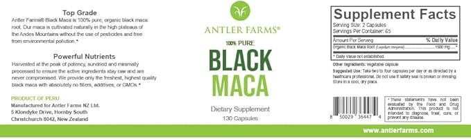 Antler Farms - 100% Pure Black 130 Capsules, 1500mg –