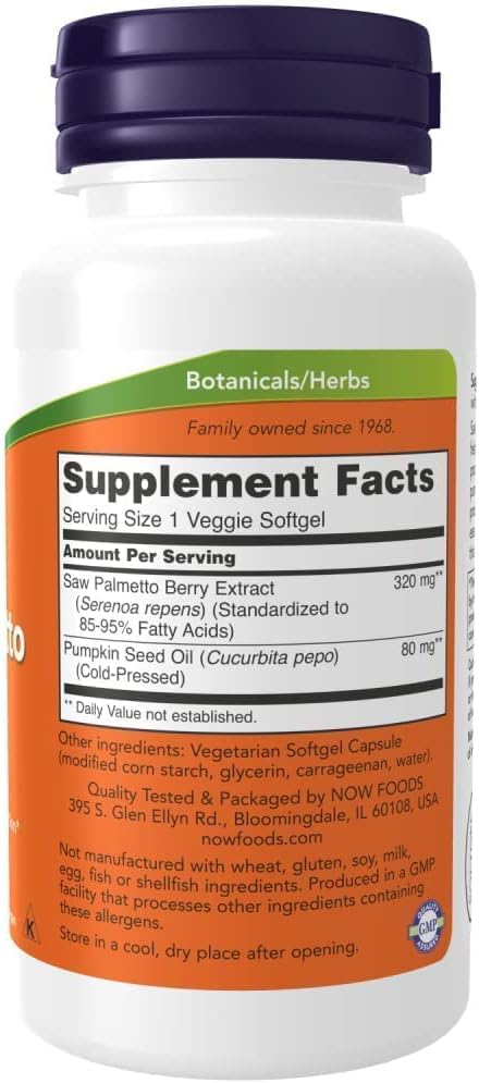 NOW Foods Saw Palmetto Extract 320 mg - 90 Softgels (Pack of 2) - 180 Total Softgels