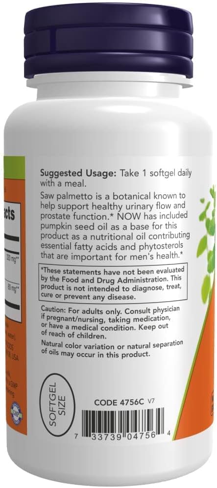 NOW Foods Saw Palmetto Extract 320 mg - 90 Softgels (Pack of 2) - 180 Total Softgels