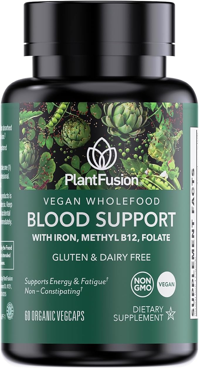 PlantFusion Vegan Iron Supplement for Women B12, Folate 60 Capsules