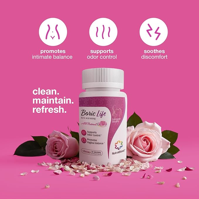 NutraBlast Boric Acid Vaginal Suppositories 100% Pure (30 Count)