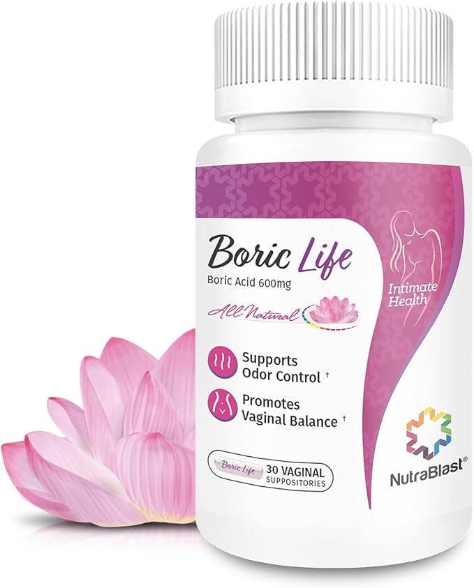 NutraBlast Boric Acid Vaginal Suppositories 100% Pure (30 Count)