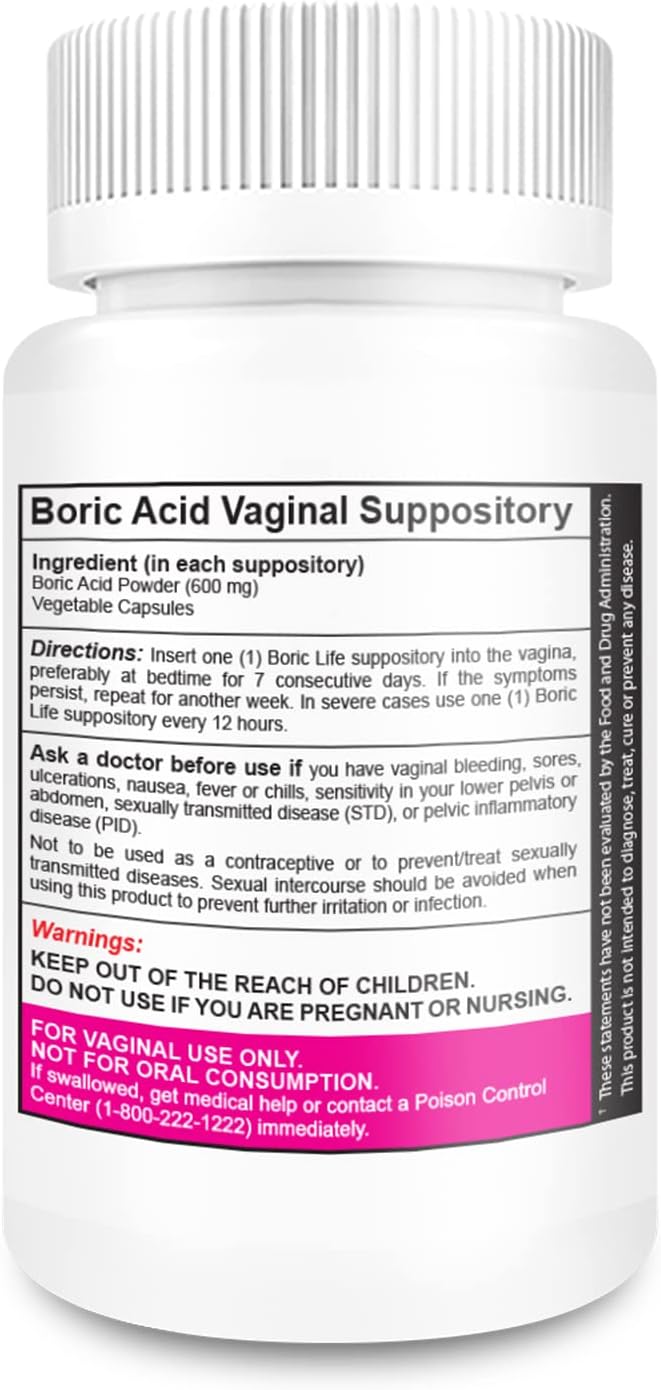 NutraBlast Boric Acid Vaginal Suppositories 100% Pure (30 Count)