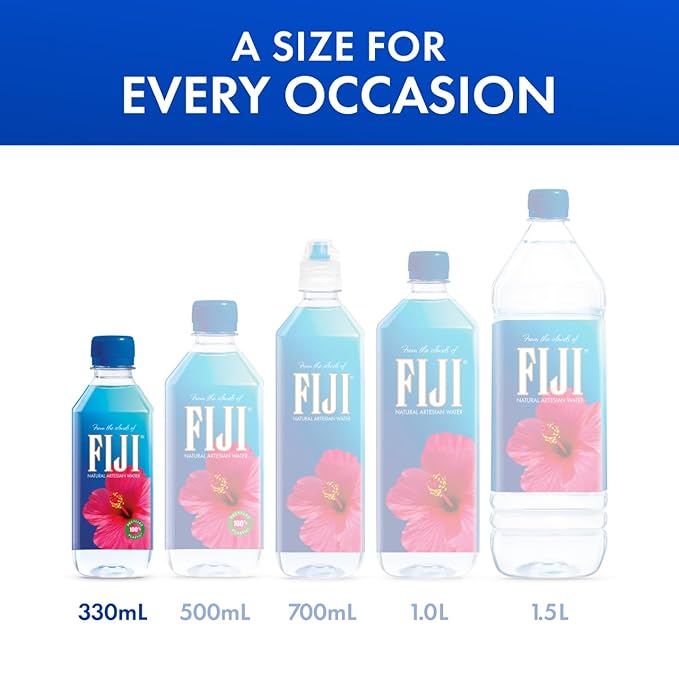 FIJI Natural Artesian Water 330 mL / 11.15 Fl Ounce Bottle (Pack of 6) - 100% Recycled Plastic