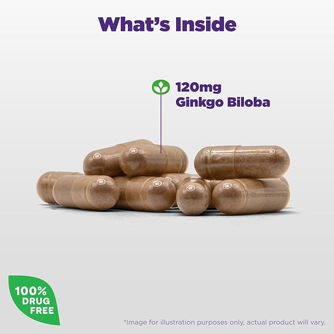 Natrol Brain Health Ginkgo Biloba 120mg, 60 Capsules, 60 Day