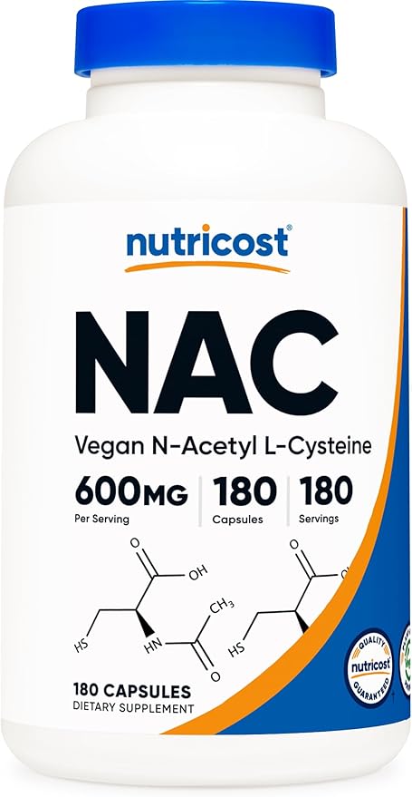 Nutricost N-Acetyl L-Cysteine (NAC) 600mg, 180 Capsules