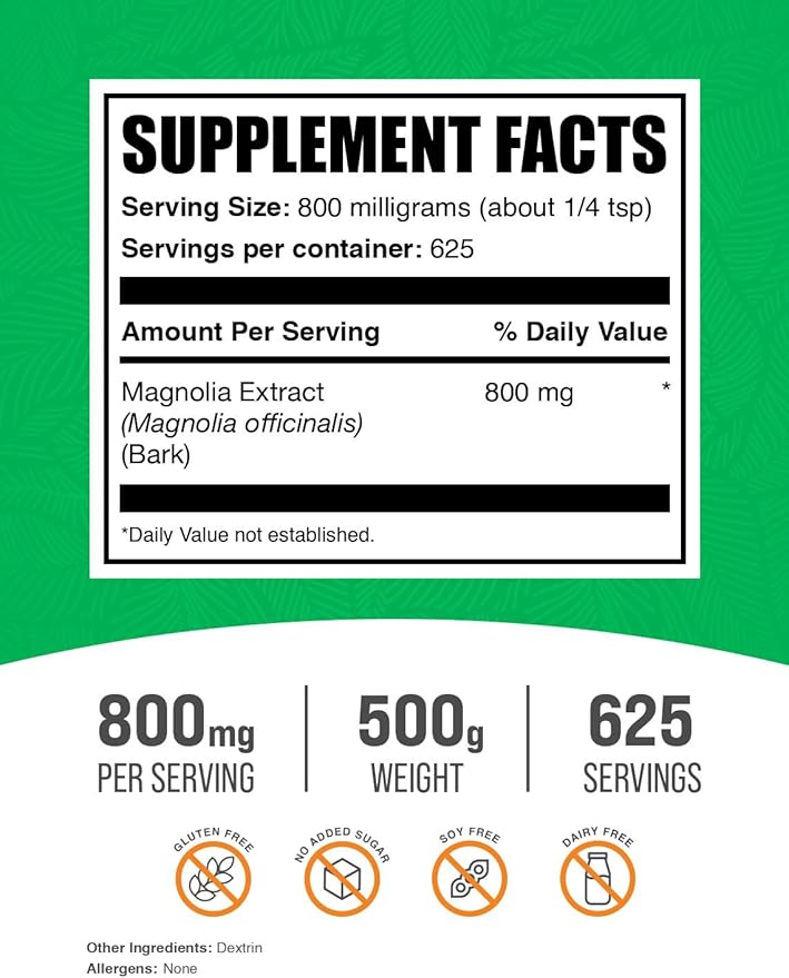 BulkSupplements.com Magnolia Bark Extract Powder 800mg per 500g (1.1 (1.1 lbs) 1)