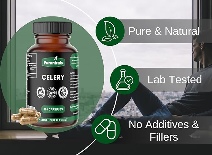 Celery Premium 320 Capsules Non GMO 700 mg 100% Pure