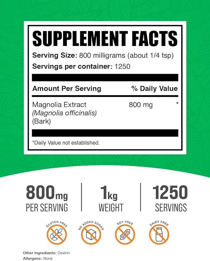 BulkSupplements.com Magnolia Bark Extract Powder 800mg per 1kg (2.2 (2.2 lbs) 1)