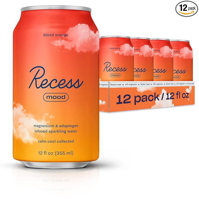 Recess Mood Magnesium Supplement Drink Calming 12 Ounce, 12 (Blood 12 Pack)