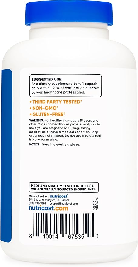 Nutricost N-Acetyl L-Cysteine (NAC) 600mg, 180 Capsules