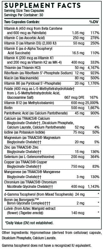 THORNE Basic Nutrients 2/Day 60 Capsules 30 Servings