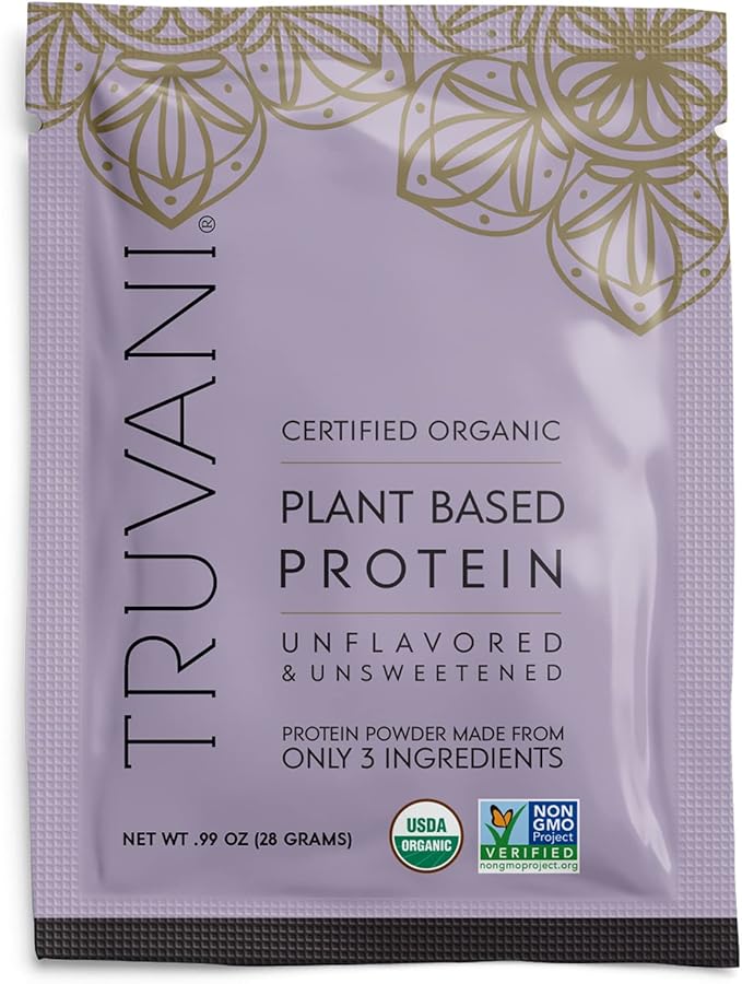 Truvani Vegan Pea Protein Powder | Unflavored | 20g Organic Plant Based Protein | 1 Serving | Keto | Gluten & Dairy Free | Low Carb | No Added Sugar