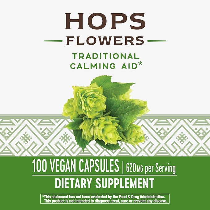 Nature’s Way Hops Flowers 620 mg 2-capsule serving 100 Capsules 2)