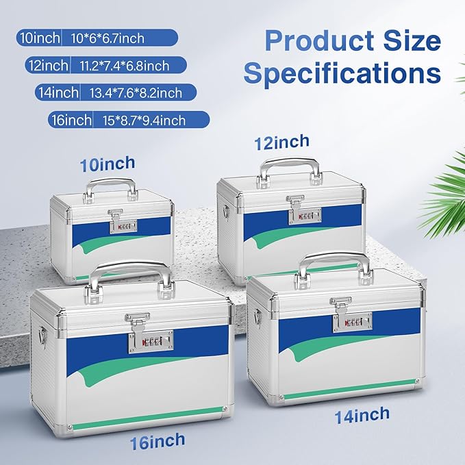 Medicine Lock Box With Combination Lock 15 x 8.7 x 9.4 Inches