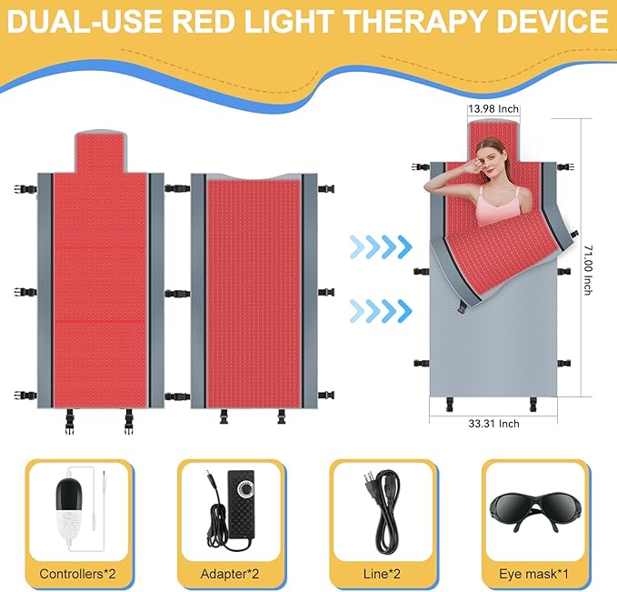 2024 New 3100pcs Dual Wavelength LED 660nm&850nm Red 71''x 33''(Gray) 33''(Gray)
