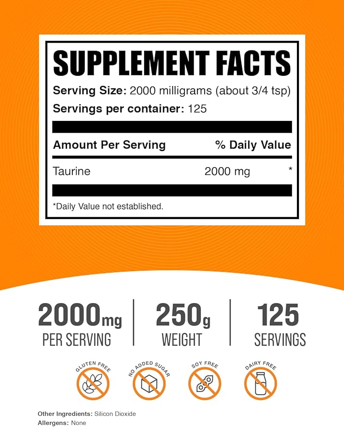 BulkSupplements.com Taurine Powder 2000mg - 2g per 250g (8.8 (8.8 oz) 1)