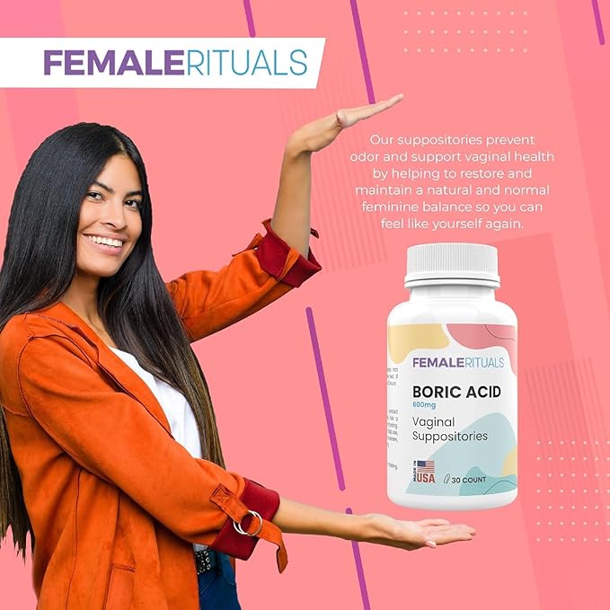Boric Acid Suppositories for Women 600mg 60 Pack