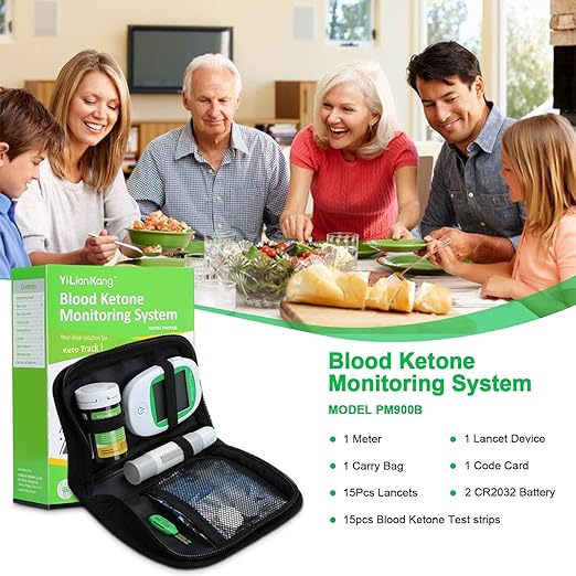 Blood Ketone Meter and 15 Blood 15 Lancets, 5 Second