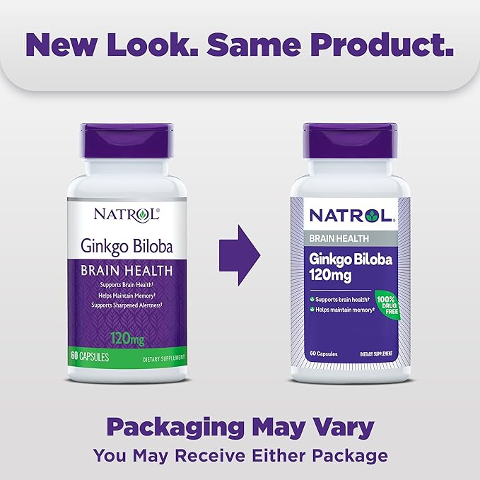 Natrol Brain Health Ginkgo Biloba 120mg, 60 Capsules, 60 Day