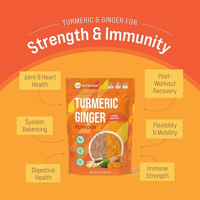 360 Nutrition Turmeric Supplement with Ginger 2 Pack 3.3 oz