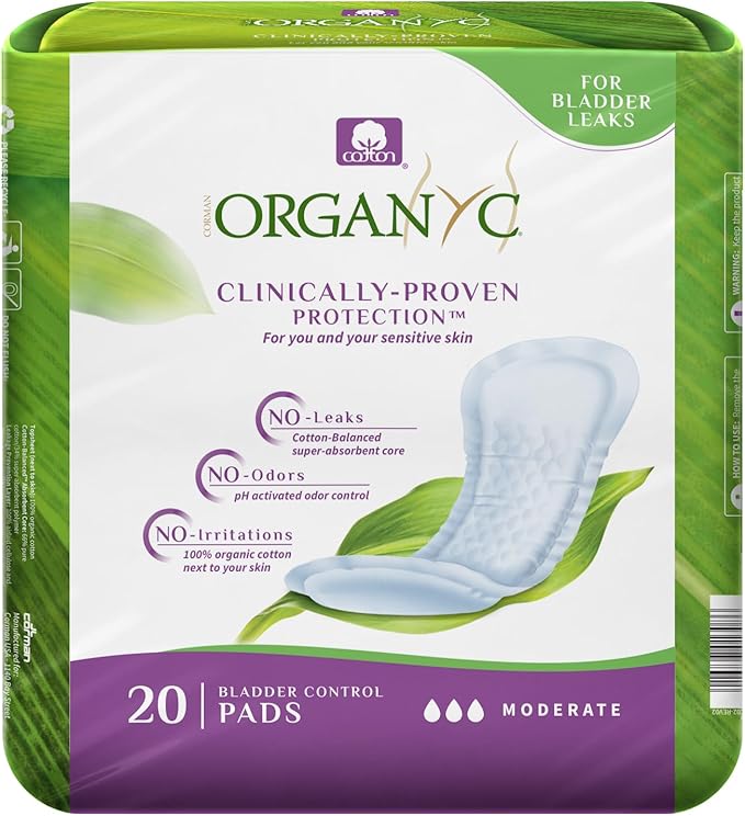 Organyc 100% Organic Cotton Incontinence Pads 16 Count…