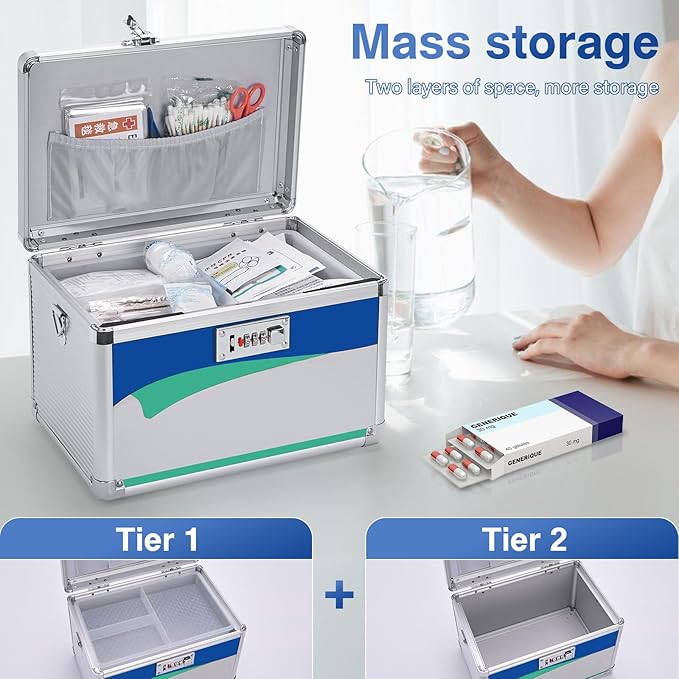 Medicine Lock Box With Combination Lock 11.2 x 7.6 x 7.6 Inches
