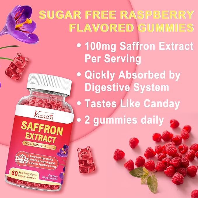 Sugar Free Saffron Gummies, 100 mg 60 Cts