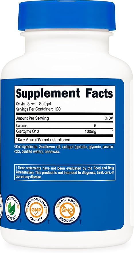 Nutricost CoQ10 Softgels (120 Servings / 100 Mg CoQ10 Per CoQ10 Supplement