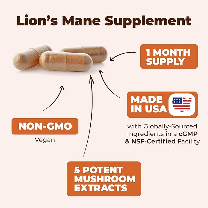 Lions Mane Supplement Capsules 60 High