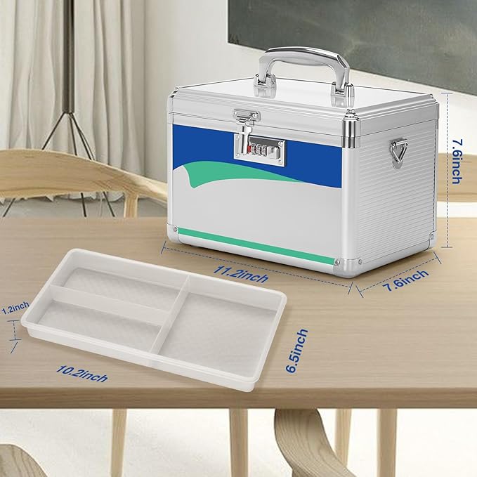 Medicine Lock Box With Combination Lock 11.2 x 7.6 x 7.6 Inches