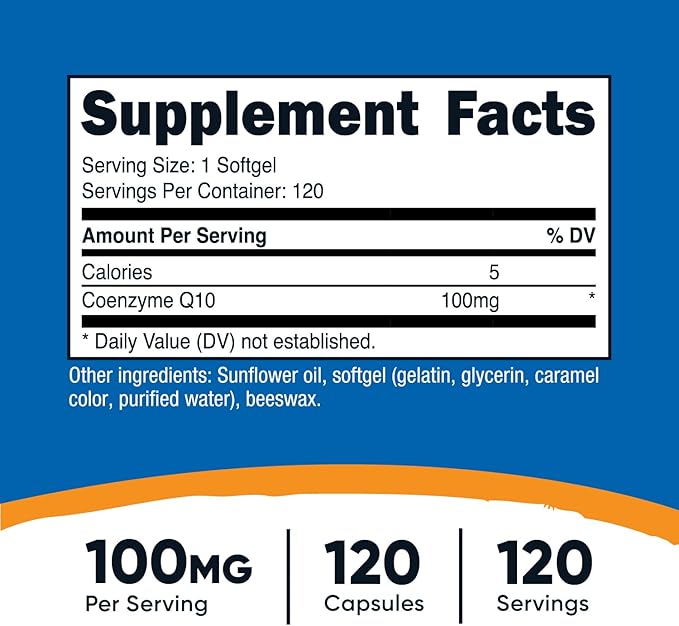 Nutricost CoQ10 Softgels (120 Servings / 100 Mg CoQ10 Per CoQ10 Supplement