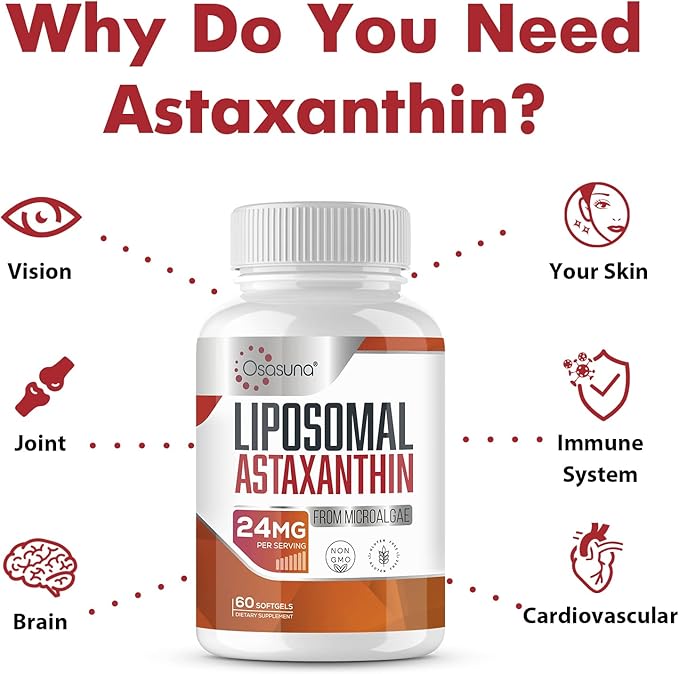 Liposomal 24mg Astaxanthin for MAX Absorption, 180 Softgels