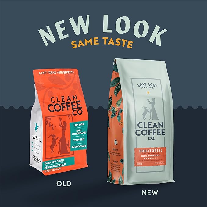 Clean Coffee Co. - Low Acid Medium-Dark Roast, Tested for Molds and Toxins, Papua New Guinea Blend, Notes of Milk Chocolate and Roasted Almonds (Ground, 12 oz Bag)