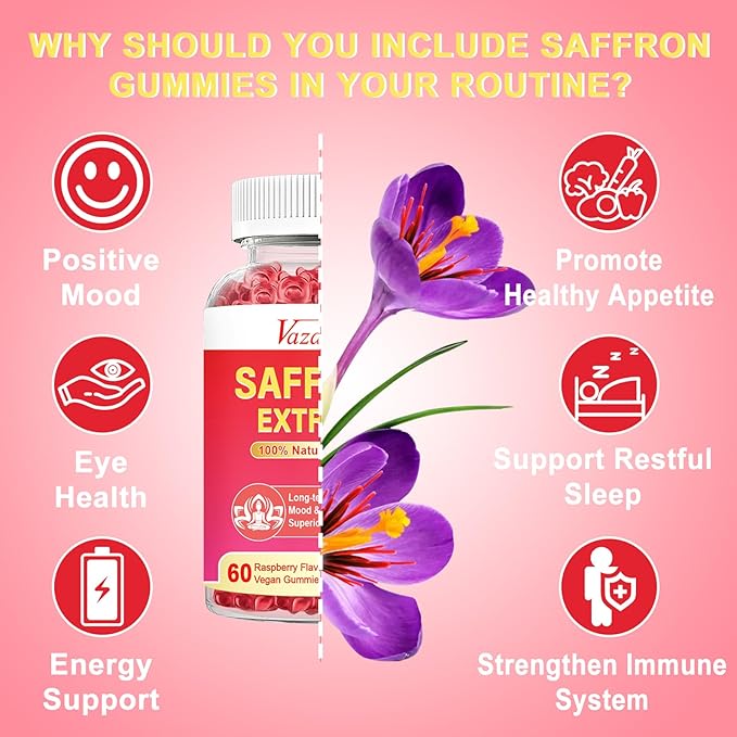 Sugar Free Saffron Gummies, 100 mg 60 Cts