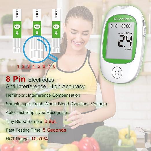 Blood Ketone Meter and 15 Blood 15 Lancets, 5 Second