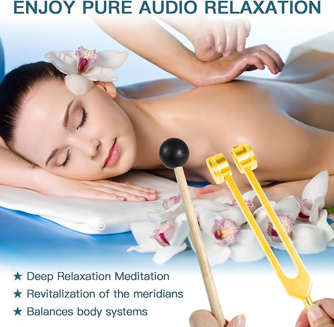 Tuning Forks for Healing Set (128HZ, 136.1HZ, 256HZ, 256HZ, 384HZ), 384HZ), Tuning 4-Piece Set
