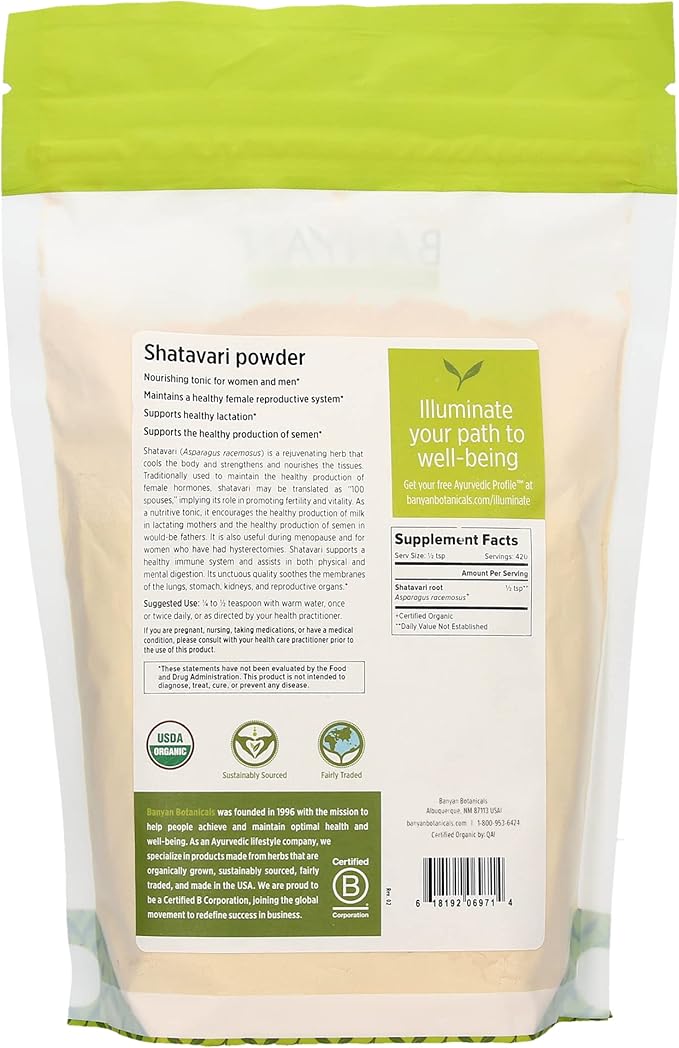 Banyan Botanicals Organic Shatavari Powder – 1lb. –