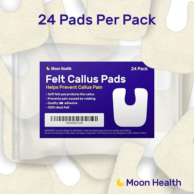 24-Pack U-Shaped Felt Callus Pads, 1/8”