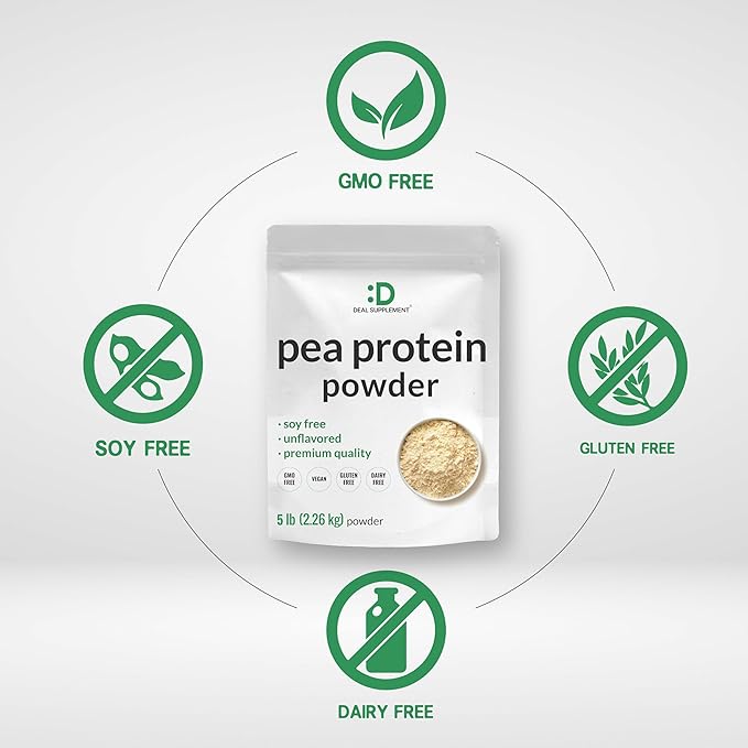 DEAL SUPPLEMENT Unflavored Pea Protein Powder, 5lbs – 27g Protein