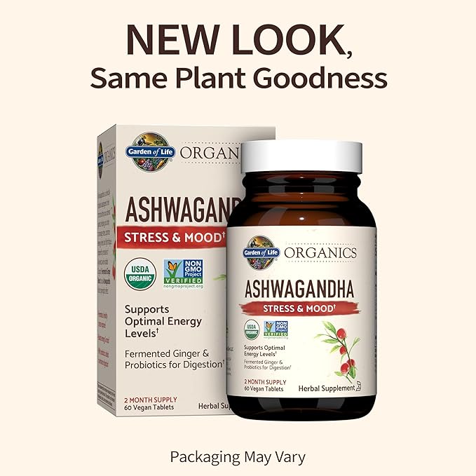 Garden of Life Organics Ashwagandha Stress, 2 Month 60 Tablets
