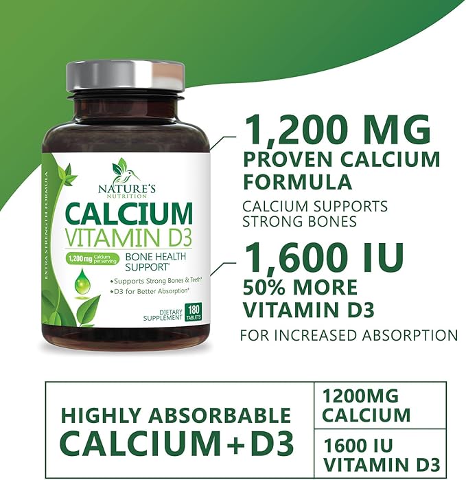 Calcium 1200 mg Plus Vitamin D3, 180 Tablets