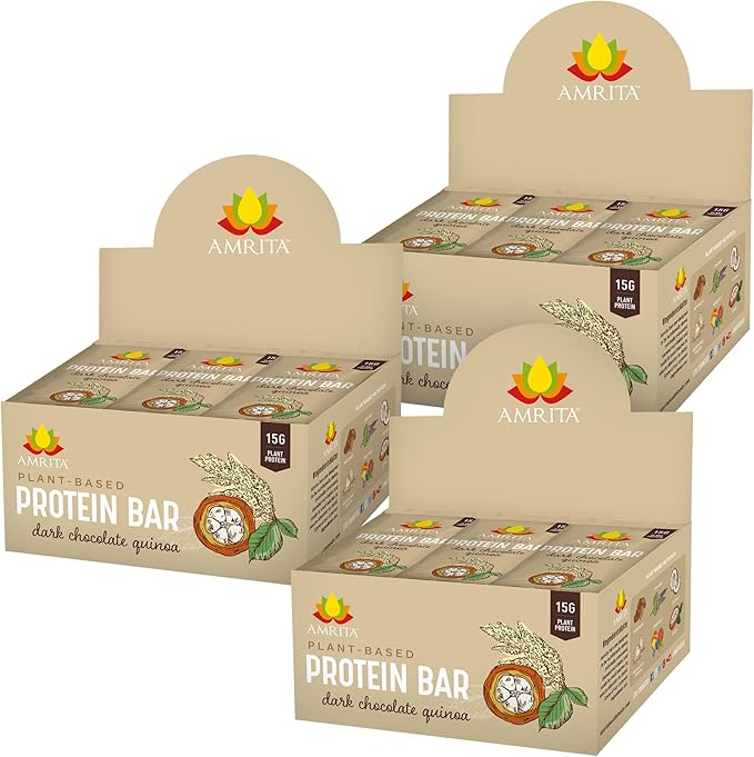AMRITA Dark Chocolate Quinoa Vegan Protein Bars 15g of