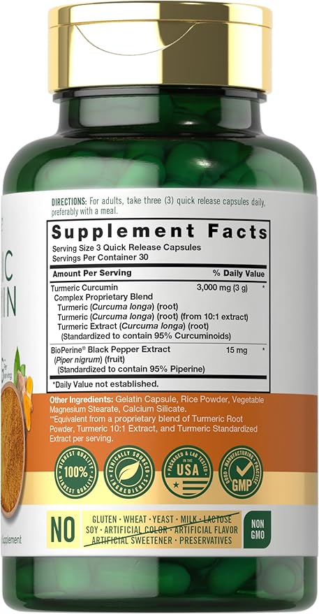 Carlyle Turmeric Curcumin with Black Pepper 3000mg 90 Powder
