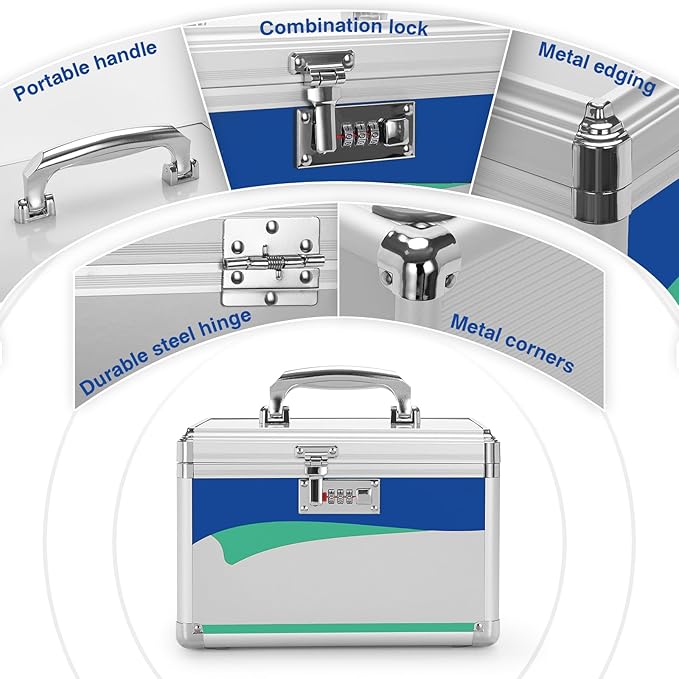 Medicine Lock Box With Combination Lock 15 x 8.7 x 9.4 Inches