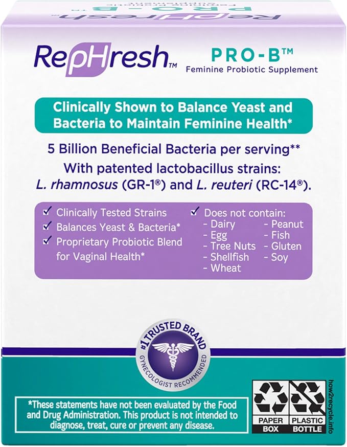 Rephresh Pro-B Probiotic Supplement for Women, 30 Oral Capsules (Pack of 2)