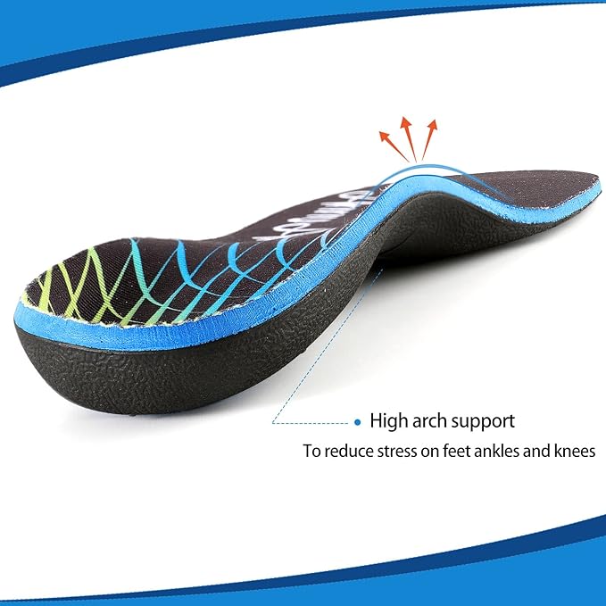 Arch Support Inserts for Plantar Fasciitis 9-9.5 | 11-11.5, Black)