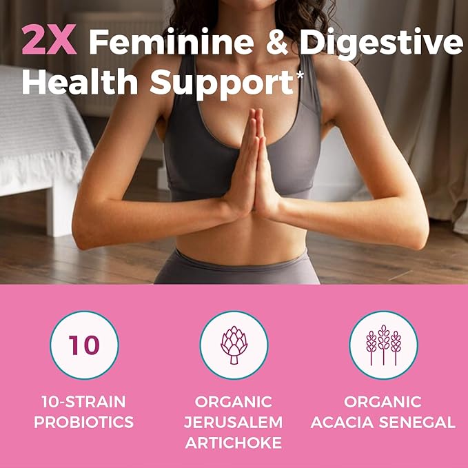 NewRhythm Women's Probiotics, Organic Prebiotics, 70 10 Strains, 30 Vegan