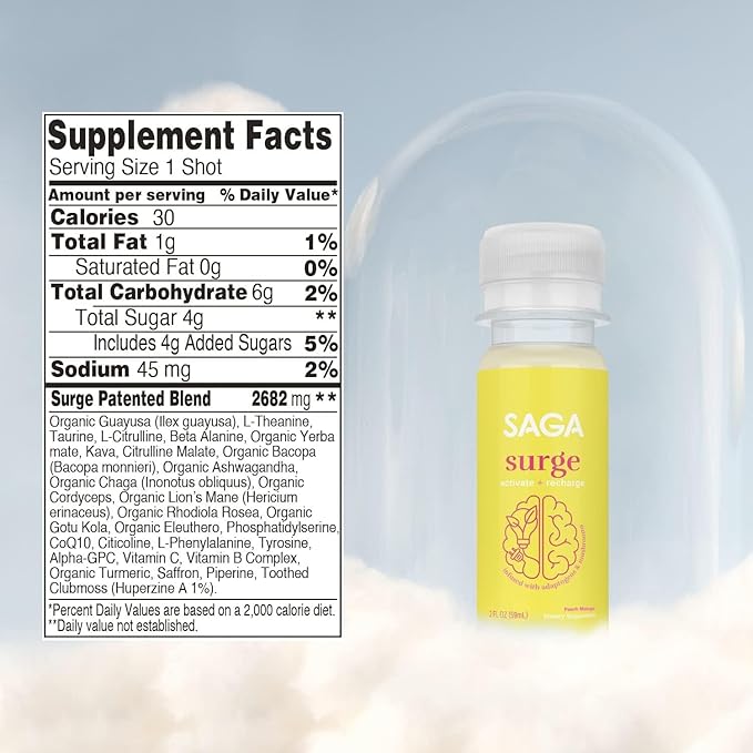 SAGA Organic Energy Shots CoQ10 & 2oz Shots (12-Pack)
